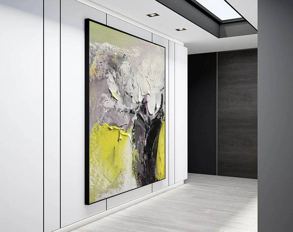 Black Modern Office Abstract Canvas Artwork 0E6BY wall art